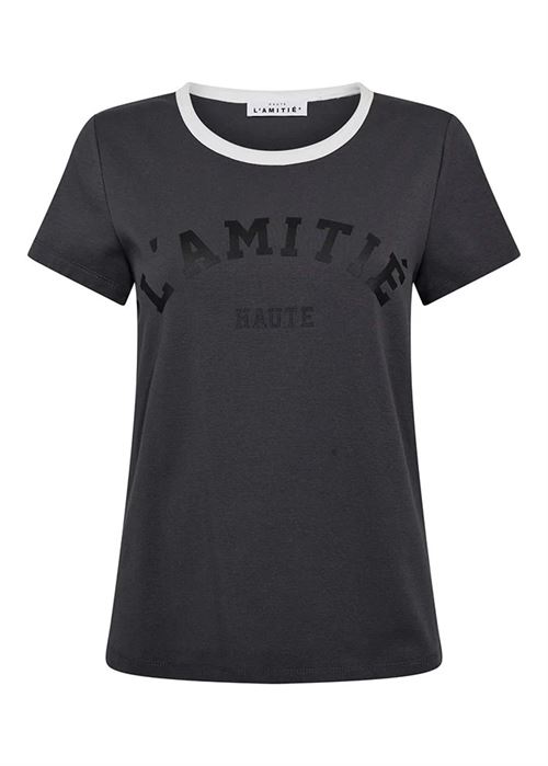 HAUTE L`AMITIÉ T-SHIRT, NECKLINE LOGO TEE, INK